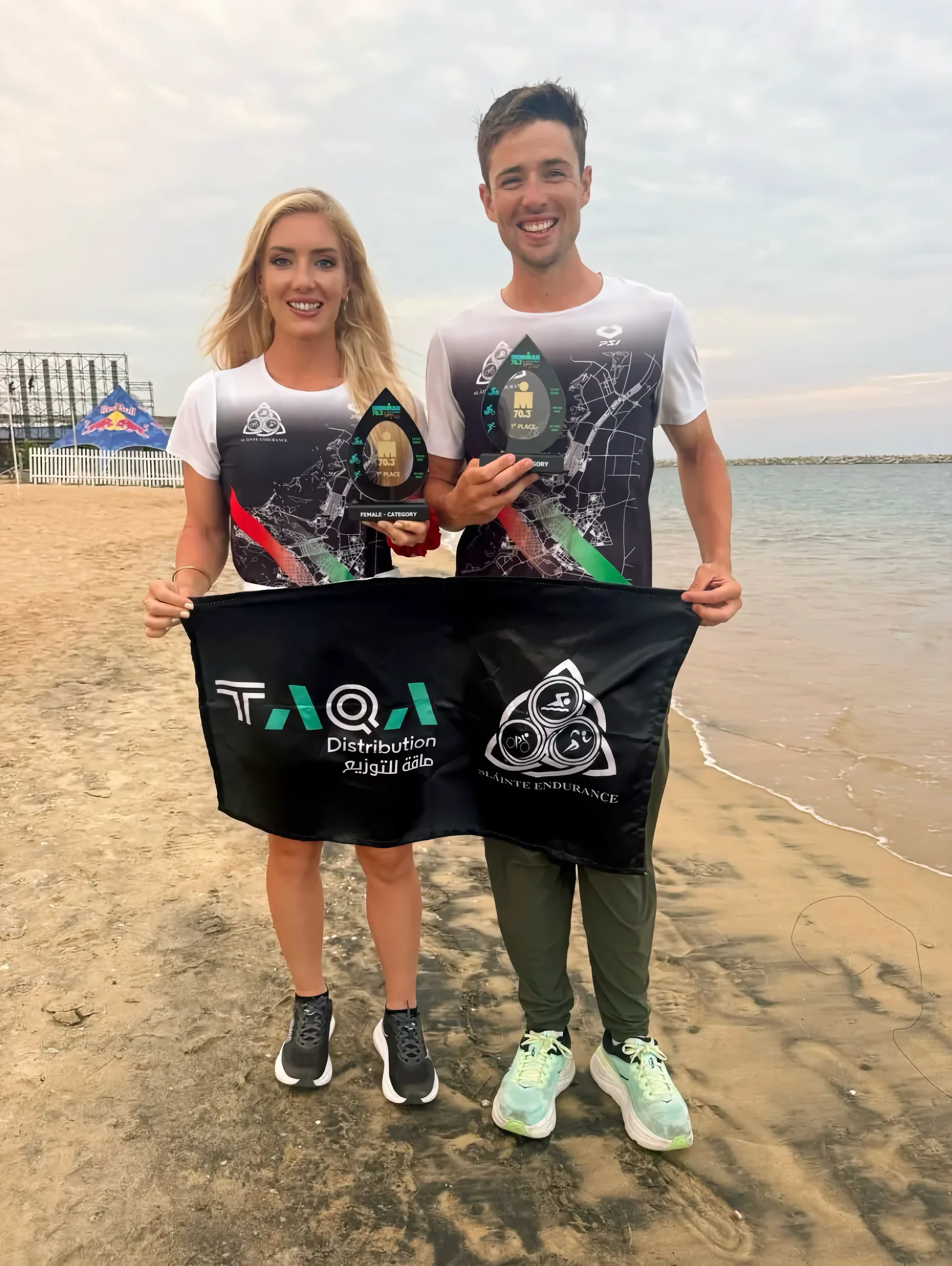 Niall and Michelle McCarthy with their IRONMAN 70.3 category awards